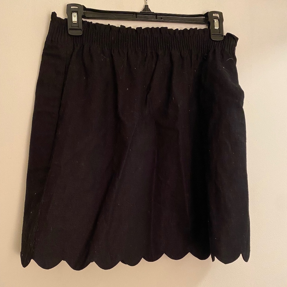 J Crew Scalloped Black Skirt